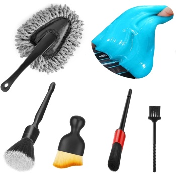 Car Interior Duster Detail Brush Cleaning Gel Kit, Soft Dash Vent Dusting Slime