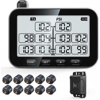 GUTA Trailer Tire Pressure Monitoring System, RV TPMS with 10 Sensors, 6 Alert