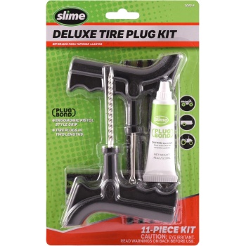 Slime 2040-A Tire Repair Plug Kit, Deluxe, Contains Strings, Tools and Glue