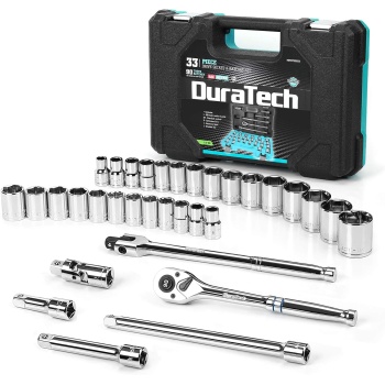 DURATECH 1/2" Drive Socket Set, 33-piece, Including Metric/SAE Sockets, 1/2-Inch