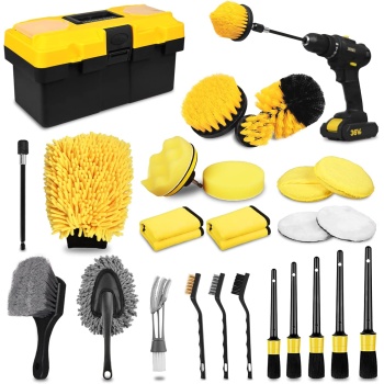 27Pcs Car Detailing Kit, Car Detailing Brush Set, Auto Detailing Drill Brush